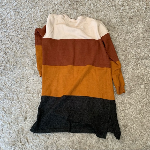 Amazon Women's Striped Cardigan Sweater Color Block Knit Open Front Long Sleeve - Picture 5 of 7